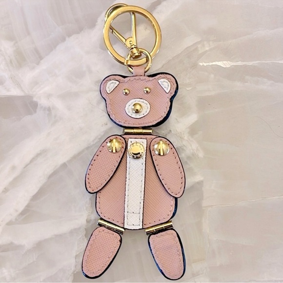 Prada Accessories - Prada Saffiano Leather Bear Orchidea Pink Bag Charm/Keychain